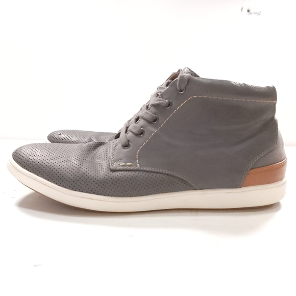 Steve Madden Other - Steve Madden High Top Sneakers Gray Brown Faux Leather Chukka Mens Sz 10